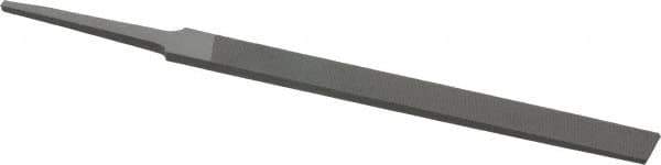 Grobet - 4" Standard Precision Swiss Pattern Regular Pillar File - Double Cut, 3/8" Width Diam x 1/8" Thick, With Tang - Exact Tool & Supply