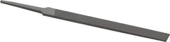 Grobet - 4" Standard Precision Swiss Pattern Regular Pillar File - Double Cut, 3/8" Width Diam x 1/8" Thick, With Tang - Exact Tool & Supply