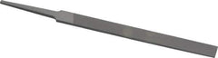 Grobet - 4" Standard Precision Swiss Pattern Regular Pillar File - Double Cut, 3/8" Width Diam x 1/8" Thick, With Tang - Exact Tool & Supply
