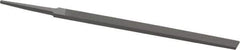 Grobet - 6" Standard Precision Swiss Pattern Regular Pillar File - Double Cut, 1/2" Width Diam x 11/64" Thick, With Tang - Exact Tool & Supply