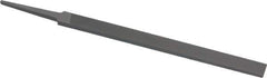 Grobet - 6" Standard Precision Swiss Pattern Regular Pillar File - Double Cut, 1/2" Width Diam x 11/64" Thick, With Tang - Exact Tool & Supply