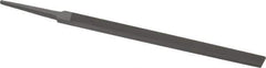 Grobet - 6" Standard Precision Swiss Pattern Regular Pillar File - Double Cut, 1/2" Width Diam x 11/64" Thick, With Tang - Exact Tool & Supply
