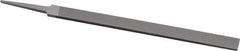 Grobet - 8" Standard Precision Swiss Pattern Regular Pillar File - Double Cut, 19/32" Width Diam x 13/64" Thick, With Tang - Exact Tool & Supply