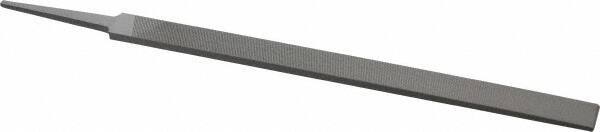 Grobet - 10" Standard Precision Swiss Pattern Regular Pillar File - Double Cut, 23/32" Width Diam x 15/64" Thick, With Tang - Exact Tool & Supply
