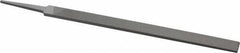 Grobet - 10" Standard Precision Swiss Pattern Regular Pillar File - Double Cut, 23/32" Width Diam x 15/64" Thick, With Tang - Exact Tool & Supply