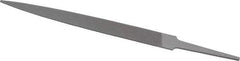 Grobet - 6" Standard Precision Swiss Pattern Warding File - Double Cut, 5/8" Width Diam x 5/64" Thick, With Tang - Exact Tool & Supply
