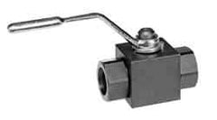 Parker - 1/4" Pipe, Carbon Steel Standard Ball Valve - Inline - Two Way Flow, SAE x SAE Ends, Lever Handle, 7,500 WOG - Exact Tool & Supply