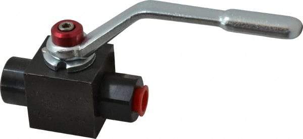 Parker - 1/4" Pipe, Carbon Steel Standard Ball Valve - Inline - Two Way Flow, FNPT x FNPT Ends, Lever Handle, 7,500 WOG - Exact Tool & Supply