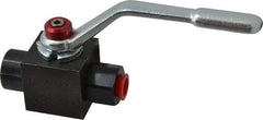 Parker - 1/4" Pipe, Carbon Steel Standard Ball Valve - Inline - Two Way Flow, FNPT x FNPT Ends, Lever Handle, 7,500 WOG - Exact Tool & Supply