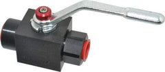 Parker - 1/2" Pipe, Carbon Steel Standard Ball Valve - Inline - Two Way Flow, FNPT x FNPT Ends, Lever Handle, 7,500 WOG - Exact Tool & Supply