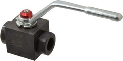 Parker - 3/4" Pipe, Carbon Steel Standard Ball Valve - Inline - Two Way Flow, FNPT x FNPT Ends, Lever Handle, 6,000 WOG - Exact Tool & Supply