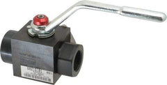 Parker - 1" Pipe, Carbon Steel Standard Ball Valve - Inline - Two Way Flow, FNPT x FNPT Ends, Lever Handle, 6,000 WOG - Exact Tool & Supply