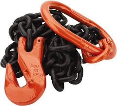 Pewag - 5' Long, 3,500 Lb Basket Capacity, 3,500 Lb Vertical Capacity, Alloy Steel Web Sling - SOG Chain Sling, 9/32" Diam Chain, Silver (Color), with Grab Hook & Master Link - Exact Tool & Supply