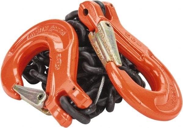 Pewag - 5' Long, 3,500 Lb Basket Capacity, 3,500 Lb Vertical Capacity, Alloy Steel Web Sling - SSS Chain Sling, 9/32" Diam Chain, Silver (Color), with 2 Sling Hooks - Exact Tool & Supply