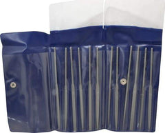 Grobet - 12 Piece Swiss Pattern File Set - 5-1/2" Long, 4 Coarseness, Set Includes Barrette, Crossing, Equalling, Half Round, Knife, Marking, Round, Round Edge Joint, Slitting, Square, Three Square, Warding - Exact Tool & Supply