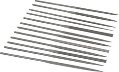 Grobet - 12 Piece Swiss Pattern File Set - 6-1/4" Long, 0 Coarseness, Set Includes Barrette, Crossing, Equalling, Half Round, Knife, Marking, Round, Round Edge Joint, Slitting, Square, Three Square, Warding - Exact Tool & Supply