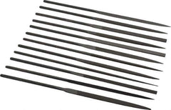 Grobet - 12 Piece Swiss Pattern File Set - 6-1/4" Long, 6 Coarseness, Set Includes Barrette, Crossing, Equalling, Half Round, Knife, Marking, Round, Round Edge Joint, Slitting, Square, Three Square, Warding - Exact Tool & Supply