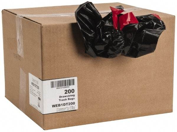 PRO-SOURCE - 1.2 mil Thick, Household/Office Trash Bags - Hexene Resins, Drawstring, 30-1/2" Wide x 34" High, Black - Exact Tool & Supply