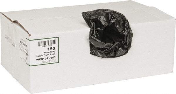 PRO-SOURCE - 1.2 mil Thick, Household/Office Trash Bags - Hexene Resins, Drawstring, 33-1/2" Wide x 38" High, Black - Exact Tool & Supply