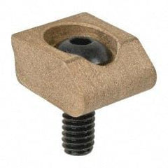 Mitee-Bite - 8-32 Screw Thread, 1/2" Wide x 0.1" High, Smooth Brass Standard Style Screw Mount Toe Clamp - 400 Lb Holding Force, 25" Lb Torque, 2.01 Lb Ft Torque, 11994" Long Extension, 0.016" Throw, 8 Clamps in Package - Exact Tool & Supply
