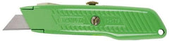 Stanley - Retractable Utility Knife - 2-7/16" Blade, Green Aluminum Handle, 3 Blades Included - Exact Tool & Supply