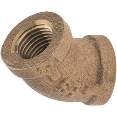 Merit Brass - Class 125, 1/4" Internal Pipe, Brass 45° Street Elbow - FBSPT x FBSPT - Exact Tool & Supply