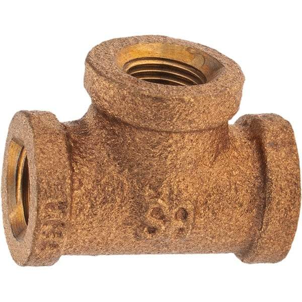 Merit Brass - Class 125, 1/8" Internal Pipe, Brass Tee - FBSPT x FBSPT x FBSPT - Exact Tool & Supply