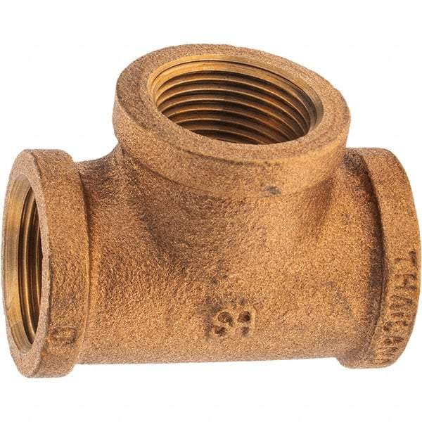 Merit Brass - Class 125, 3/4" Internal Pipe, Brass Tee - FBSPT x FBSPT x FBSPT - Exact Tool & Supply