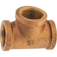 Merit Brass - Class 125, 3/4" Internal Pipe, Brass Tee - FBSPT x FBSPT x FBSPT - Exact Tool & Supply