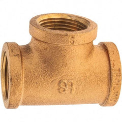 Merit Brass - Class 125, 1" Internal Pipe, Brass Tee - FBSPT x FBSPT x FBSPT - Exact Tool & Supply