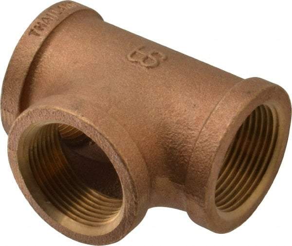 Merit Brass - Class 125, 1-1/4" Internal Pipe, Brass Tee - FBSPT x FBSPT x FBSPT - Exact Tool & Supply