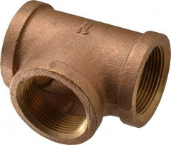Merit Brass - Class 125, 1-1/2" Internal Pipe, Brass Tee - FBSPT x FBSPT x FBSPT - Exact Tool & Supply