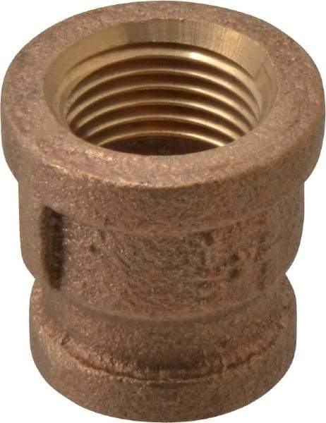 Merit Brass - Class 125, 1/2 x 3/8" Internal Pipe, Brass Reducing Coupling - FBSPT x FBSPT - Exact Tool & Supply