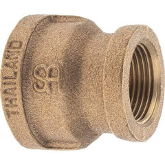 Merit Brass - Class 125, 1 x 3/4" Internal Pipe, Brass Reducing Coupling - FBSPT x FBSPT - Exact Tool & Supply