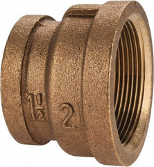 Merit Brass - Class 125, 2 x 1-1/2" Internal Pipe, Brass Reducing Coupling - FBSPT x FBSPT - Exact Tool & Supply