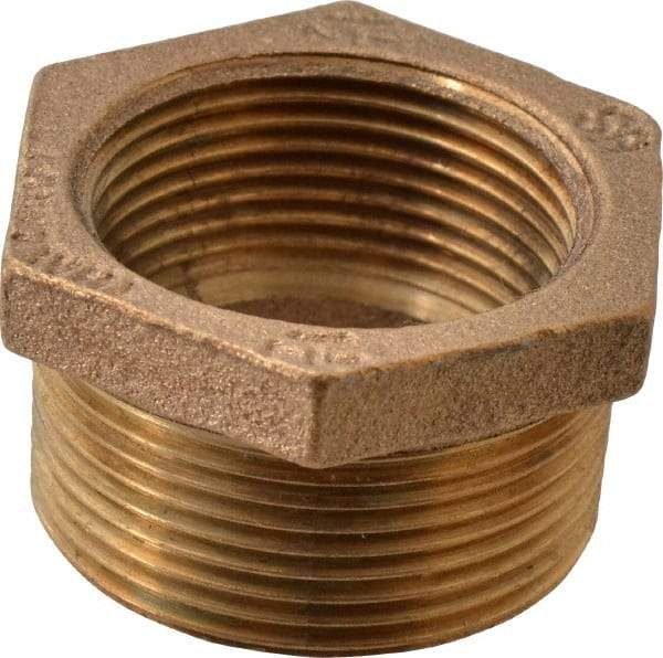 Merit Brass - Class 125, 1-1/2 x 1-1/4" Internal Pipe, Brass Hex Bushing - MBSPT x FBSPT - Exact Tool & Supply