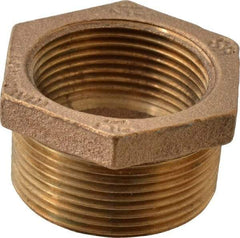Merit Brass - Class 125, 1-1/2 x 1-1/4" Internal Pipe, Brass Hex Bushing - MBSPT x FBSPT - Exact Tool & Supply