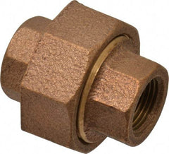 Merit Brass - Class 125, 3/8" Internal Pipe, Brass Union - FBSPT x FBSPT - Exact Tool & Supply