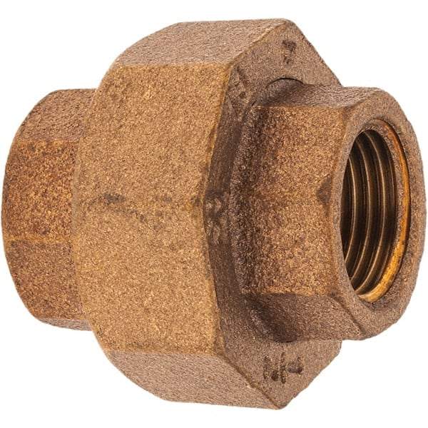 Merit Brass - Class 125, 1/2" Internal Pipe, Brass Union - FBSPT x FBSPT - Exact Tool & Supply