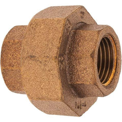 Merit Brass - Class 125, 1/2" Internal Pipe, Brass Union - FBSPT x FBSPT - Exact Tool & Supply