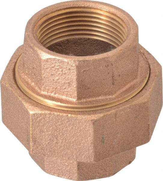 Merit Brass - Class 125, 1-1/4" Internal Pipe, Brass Union - FBSPT x FBSPT - Exact Tool & Supply