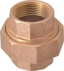 Merit Brass - Class 125, 1-1/4" Internal Pipe, Brass Union - FBSPT x FBSPT - Exact Tool & Supply