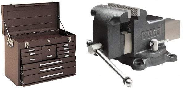 Value Collection - 11 Drawer Tool Chest - 26-1/2" Wide x 12" Deep x 18-7/8" High, Steel, Brown - Exact Tool & Supply