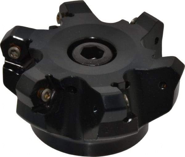 Kennametal - 3" Cut Diam, 1" Arbor Hole, 4.51mm Max Depth of Cut, 45° Indexable Chamfer & Angle Face Mill - 6 Inserts, HNGJ 535-GD Insert, Right Hand Cut, 6 Flutes, Through Coolant, Series KSHR - Exact Tool & Supply