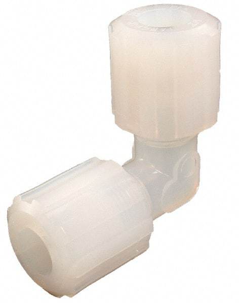 Parker - 1/4" Tube OD, PFA PTFE Plastic Compression Tube Union Elbow - 300°F Max, Plastic Grip - Exact Tool & Supply