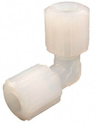 Parker - 1/4" Tube OD, PFA PTFE Plastic Compression Tube Union Elbow - 300°F Max, Plastic Grip - Exact Tool & Supply