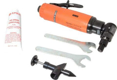 Dotco - 1/4" Collet, Angle Handle, Air Angle Die Grinder - 18,000 RPM, Rear Exhaust, 38 CFM, 0.9 hp, 90 psi, 1/4" Inlet - Exact Tool & Supply