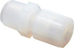 Parker - 3/8" Tube OD, PFA PTFE Plastic Compression Tube Male Straight Adapter - 1/2 NPT Pipe, 300°F Max, Plastic Grip - Exact Tool & Supply
