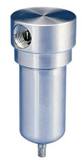 Parker - 1/2" Port, 5.56" High x 2.38" Wide, FRL Filter with Stainless Steel Bowl & Manual Drain - 45 SCFM, 300 Max psi, 180°F Max, 4 oz Bowl Capacity - Exact Tool & Supply