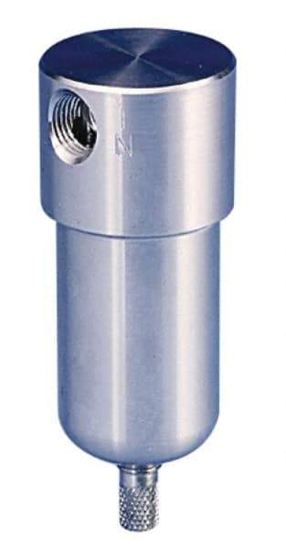 Parker - 1/4" Port, 4" High x 1.56" Wide, FRL Filter with Stainless Steel Bowl & Manual Drain - 23 SCFM, 300 Max psi, 180°F Max, 1 oz Bowl Capacity - Exact Tool & Supply